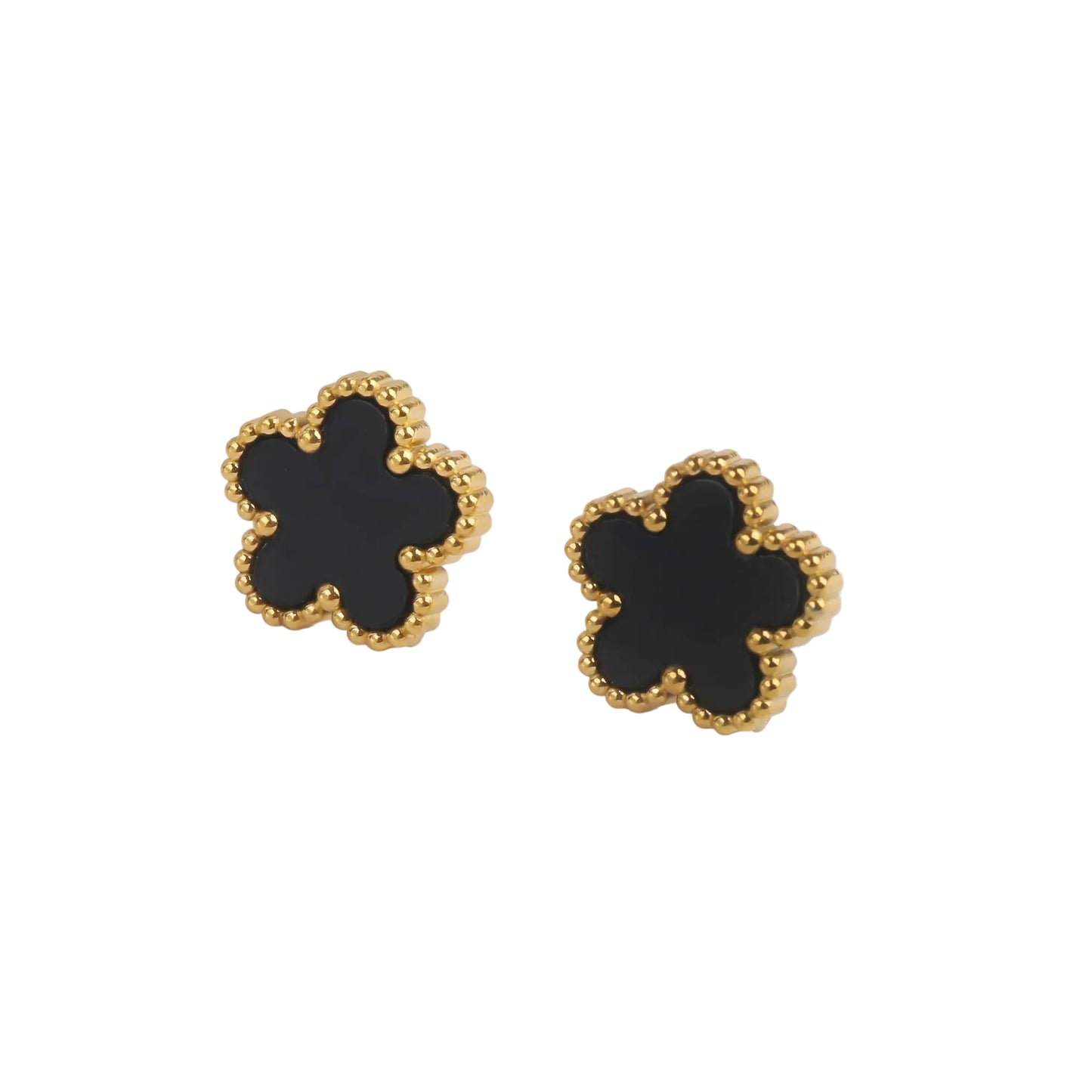 Pendientes de Trébol Negro Chapados en Oro
