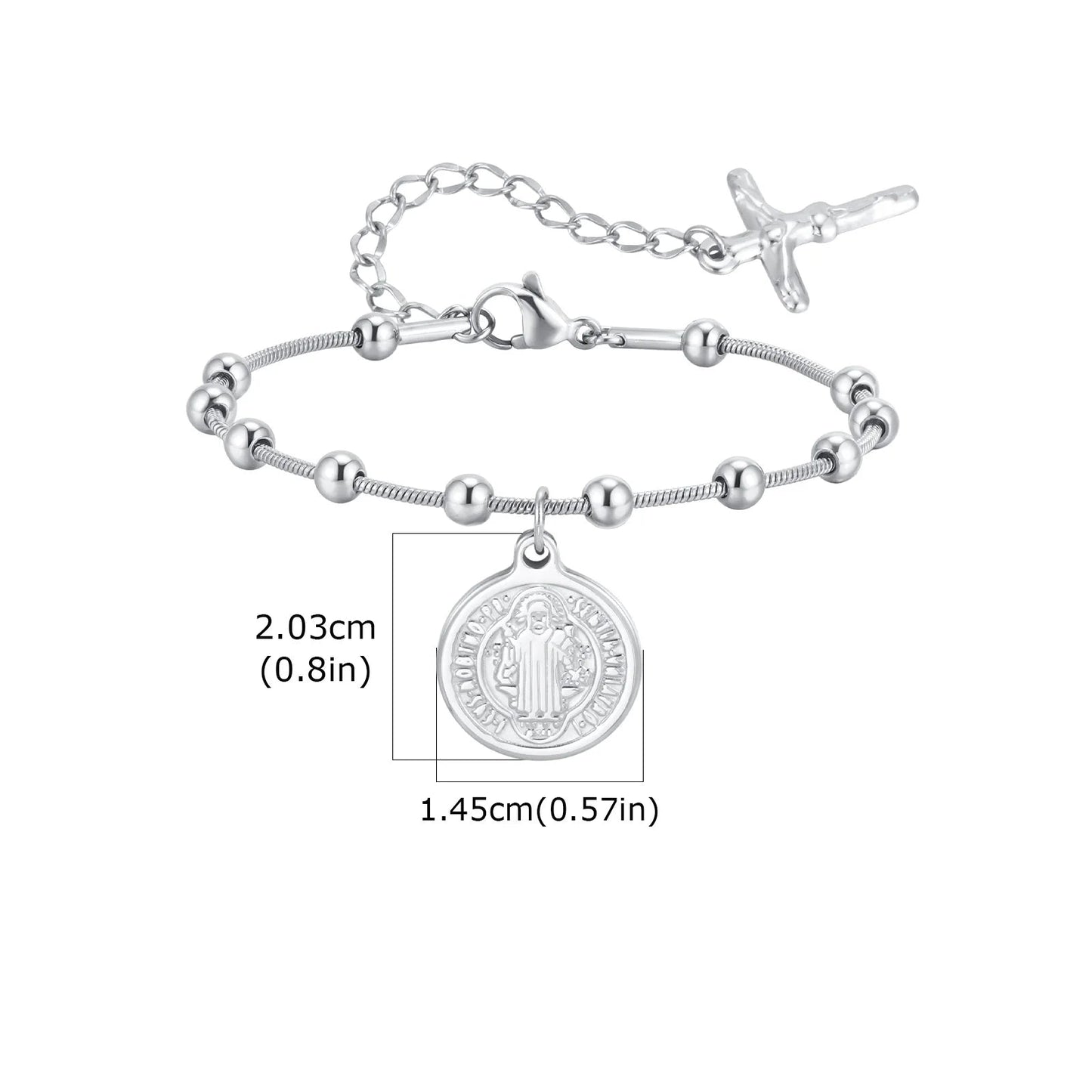 Pulsera Con Medalla de San Benito Chapada en Oro