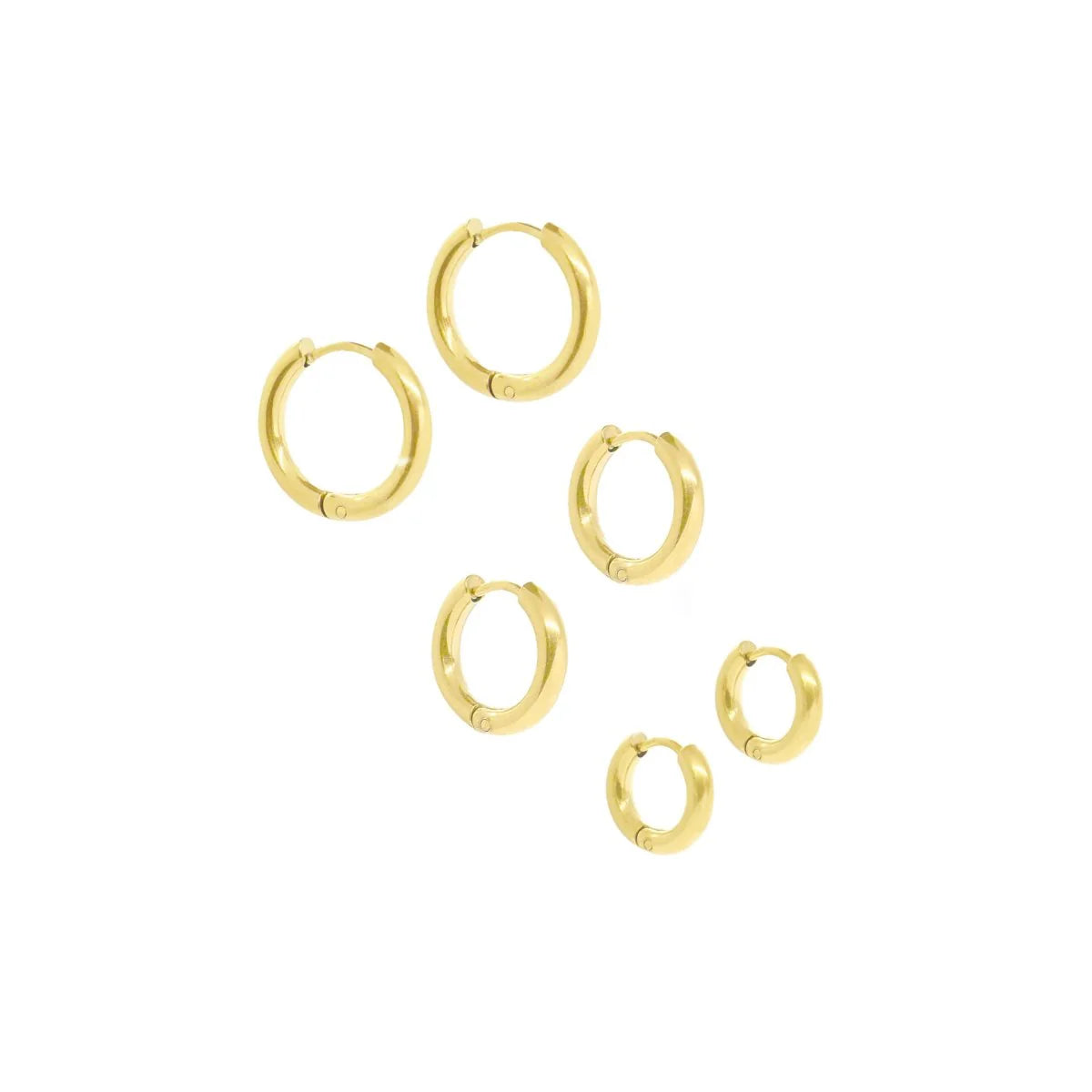 Trío de Pendientes de Aro Chapados en Oro