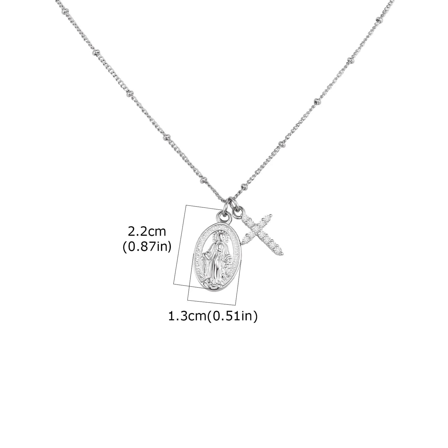 Collar Con Medalla Milagrosa y Cruz