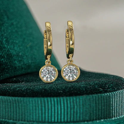 Pendiente Chapado en Oro Con Piedra Preciosa