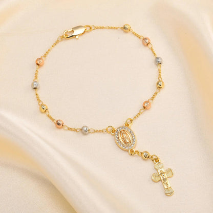 Pulsera con una Medalla de Nuestra Señora de Guadalupe Bañada en Oro