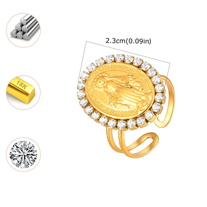 Anillo Ajustable de Nuestra Señora Chapado en Oro