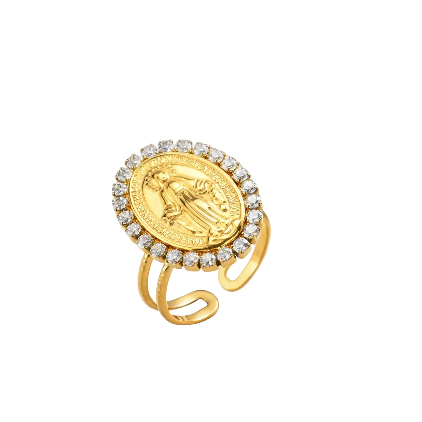 Anillo Ajustable de Nuestra Señora Chapado en Oro