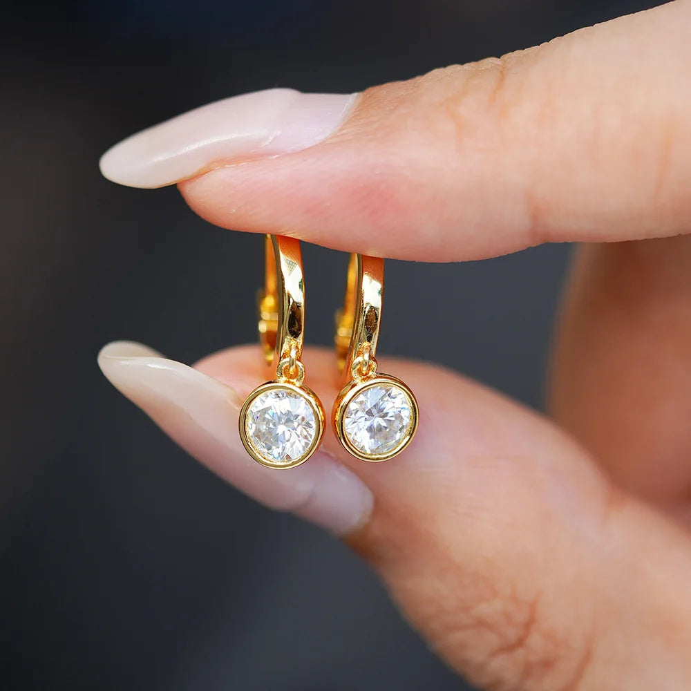 Pendiente Chapado en Oro Con Piedra Preciosa