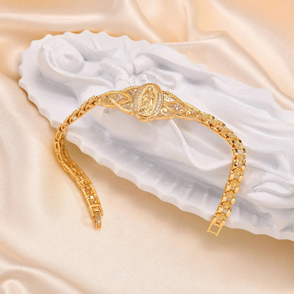 Pulsera de la Virgen de Guadalupe Con Piedras de Circonita