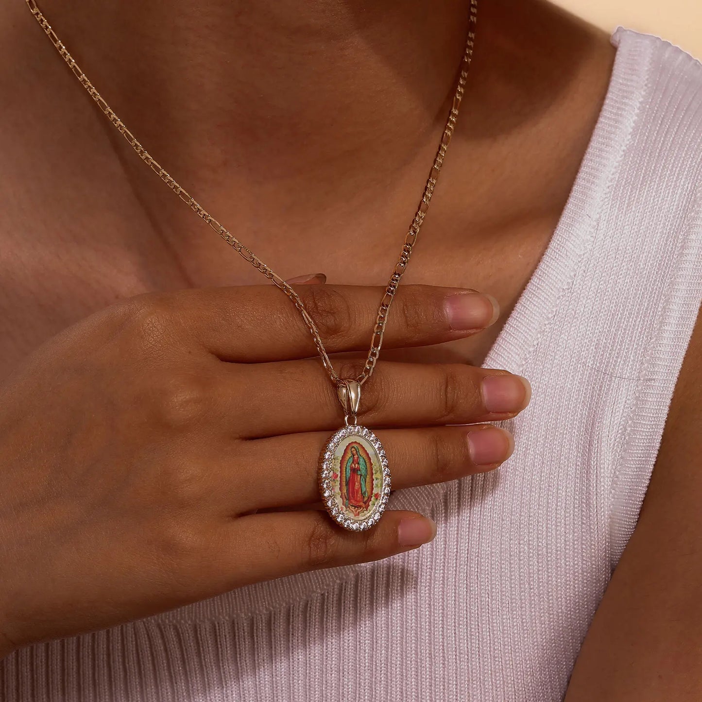 Collar de la Virgen de Guadalupe Chapado en Oro