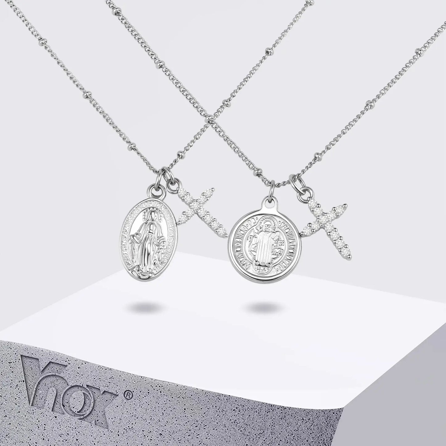Collar Con Medalla Milagrosa y Cruz