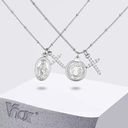 Collar Con Medalla Milagrosa y Cruz