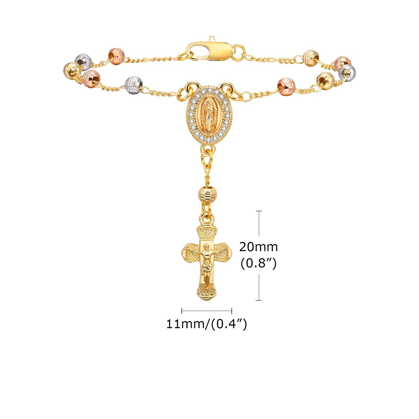 Pulsera con una Medalla de Nuestra Señora de Guadalupe Bañada en Oro