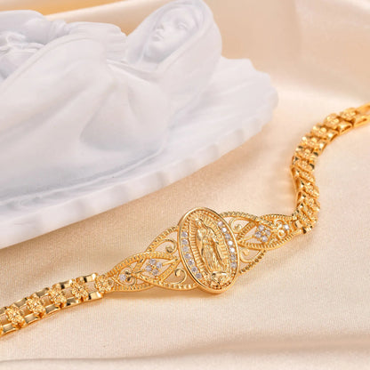 Pulsera de la Virgen de Guadalupe Con Piedras de Circonita