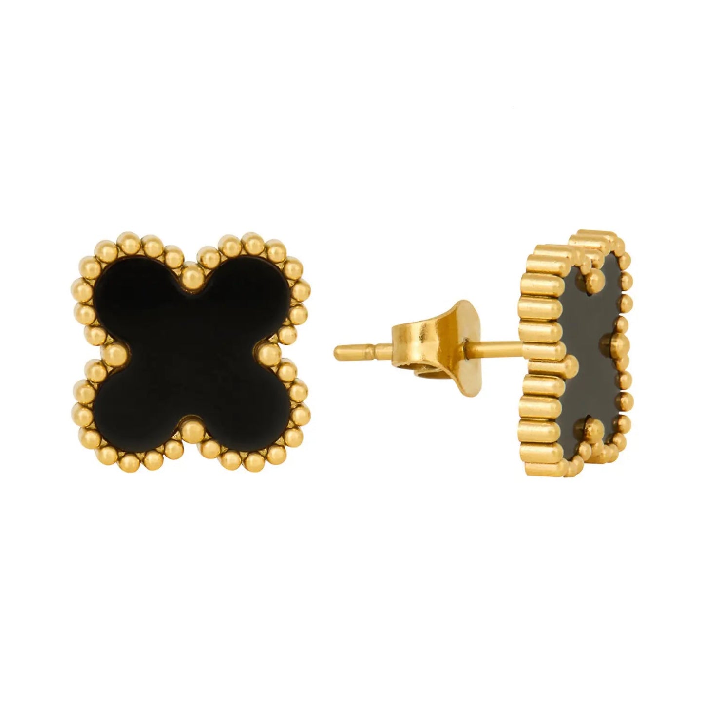 Pendientes de Trébol Negro Chapados en Oro
