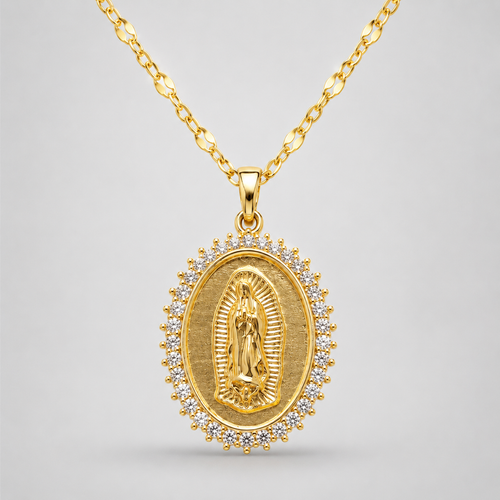 Collar de La Virgen de Guadalupe Chapado en Oro