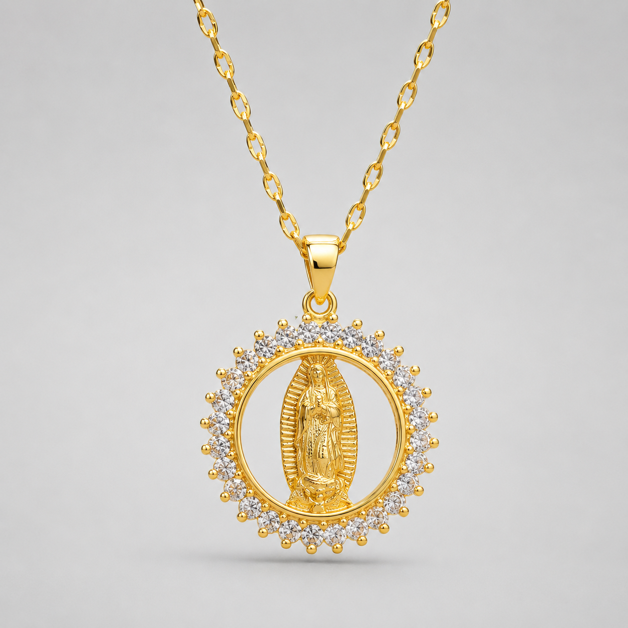Collar de La Virgen de Guadalupe Chapado en Oro