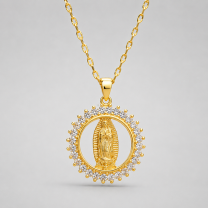Collar de La Virgen de Guadalupe Chapado en Oro