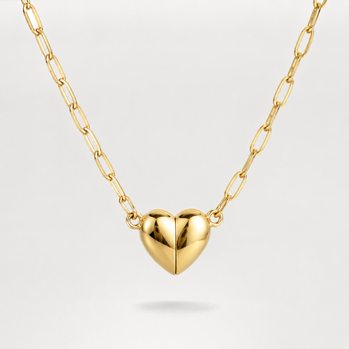 Collar Para Mujer de Corazón Magnético Bañado en Oro