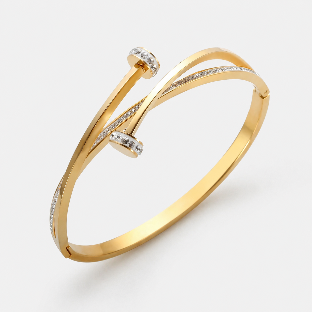 Pulsera de Uñas con Circonitas Chapadas en Oro
