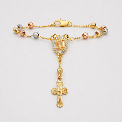 Pulsera con una Medalla de Nuestra Señora de Guadalupe Bañada en Oro