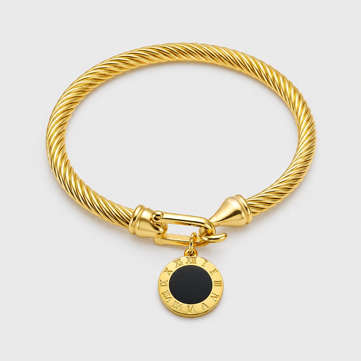 Pulsera Con Colgante de Onix Bañada en Oro
