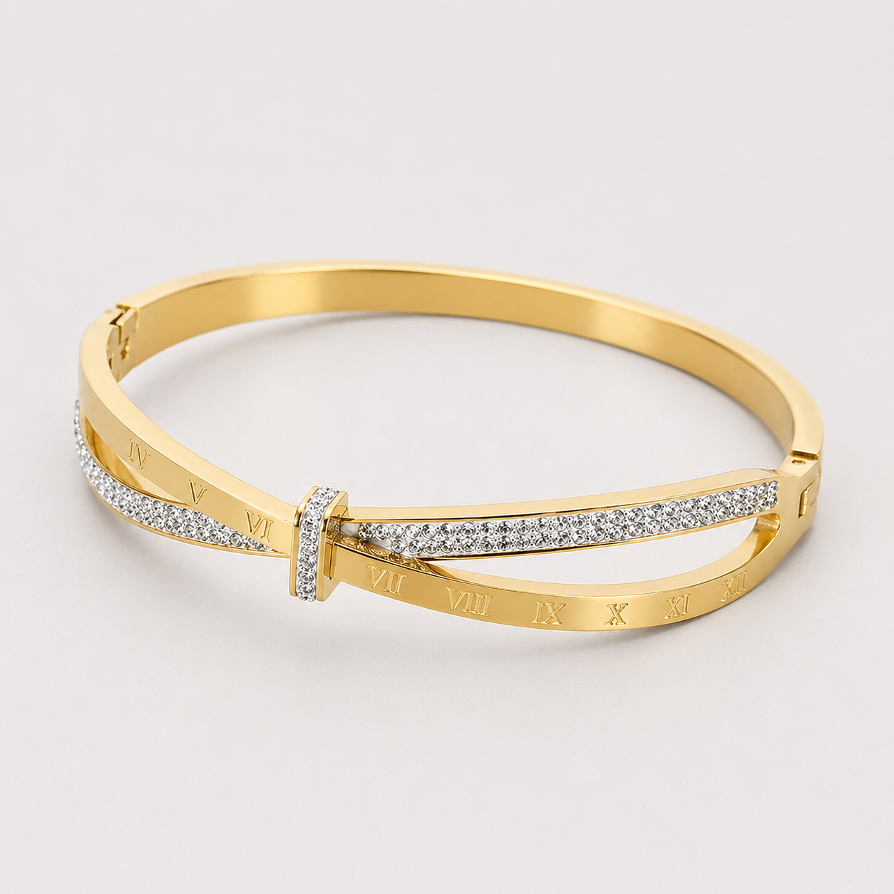 Pulsera Romana de Circonitas Chapada En Oro