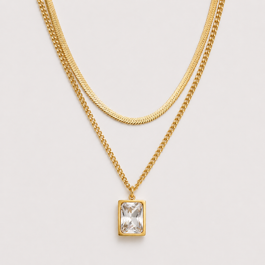 Conjunto de Collar Chapado En Oro de París