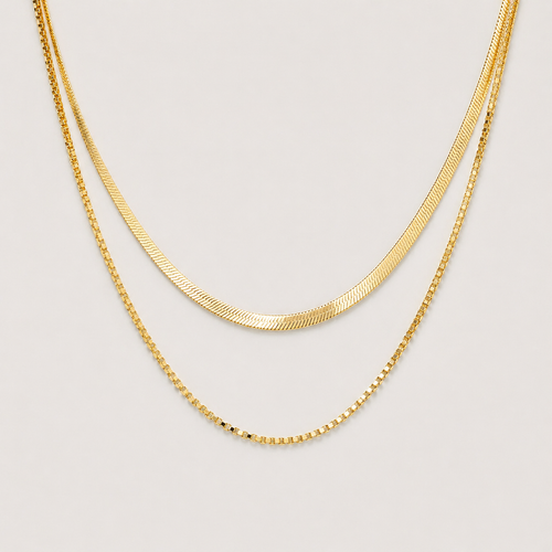 Collar Doble de Lujo Chapado en Oro