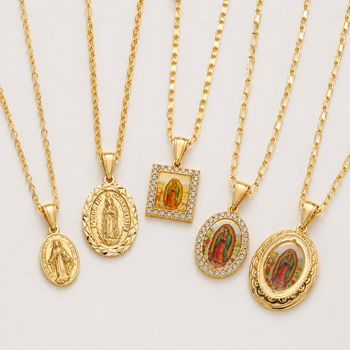 Collar de la Virgen de Guadalupe Chapado en Oro