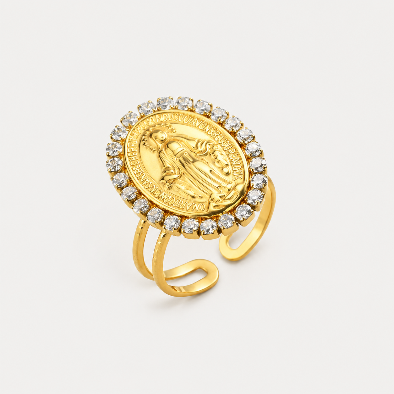 Anillo Ajustable de Nuestra Señora Chapado en Oro