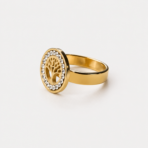 Anillo del Árbol de la Vida Chapado en Oro