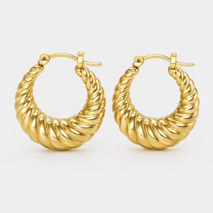 Pendientes de Aro Con Forma de Croissant Chapados en Oro