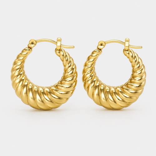 Pendientes de Aro Con Forma de Croissant Chapados en Oro