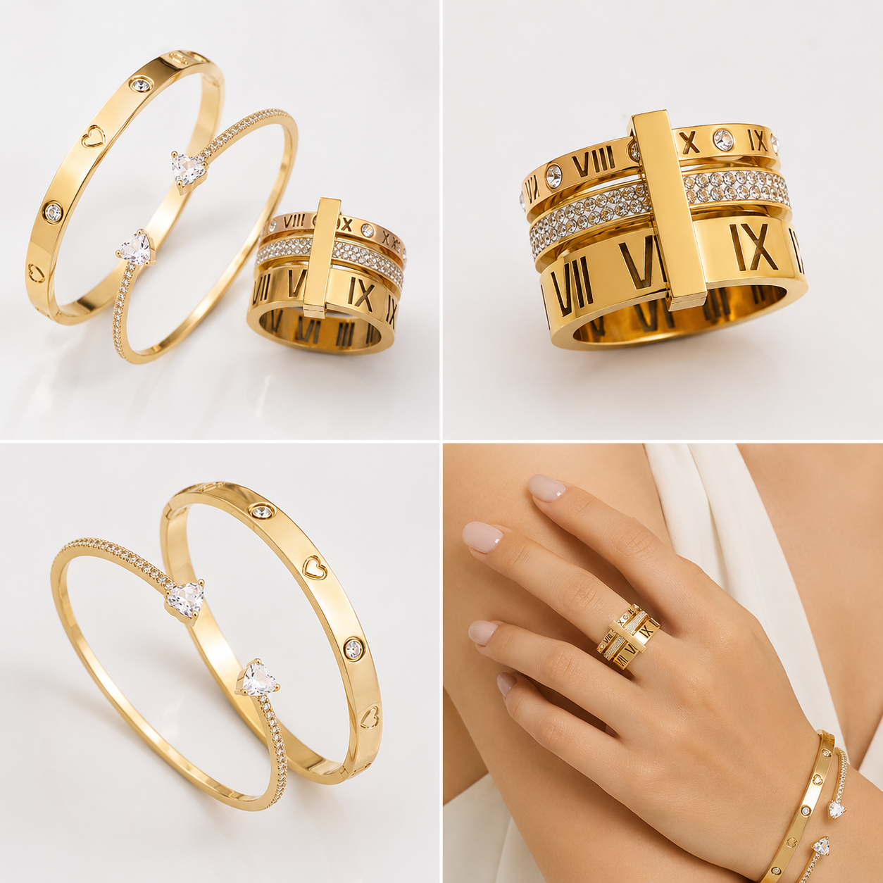 Juego de Pulsera y Anillo de Estilo romano de Regalo