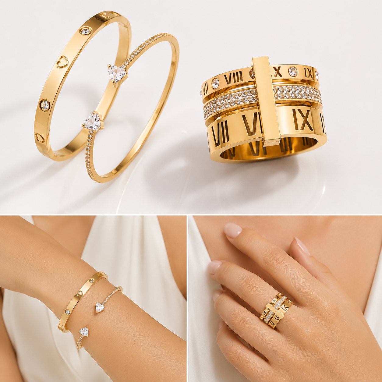 Juego de Pulsera y Anillo de Estilo romano de Regalo