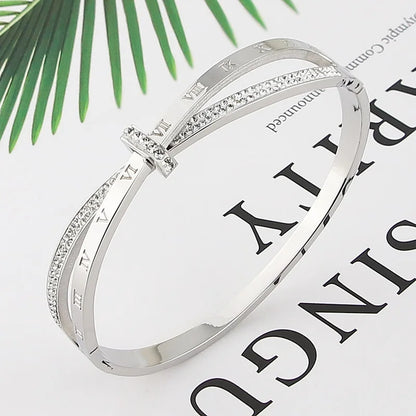 Pulsera Romana de Circonitas Chapada En Oro