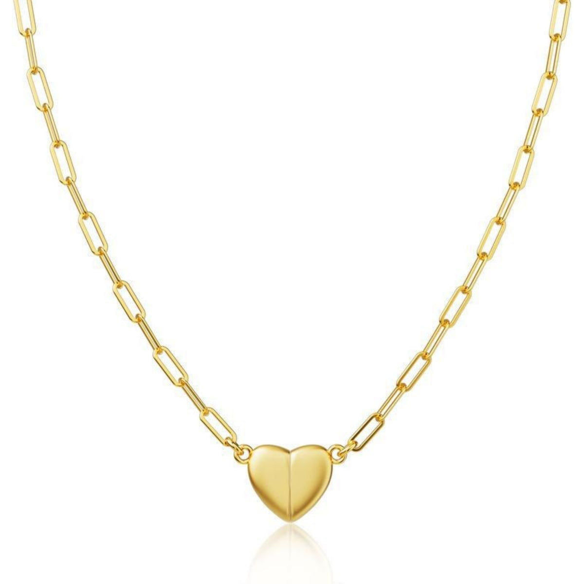 Collar Para Mujer de Corazón Magnético Bañado en Oro