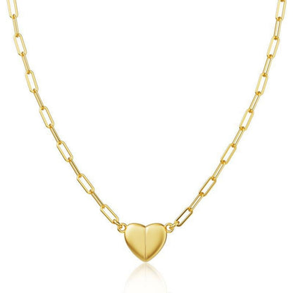 Collar Para Mujer de Corazón Magnético Bañado en Oro