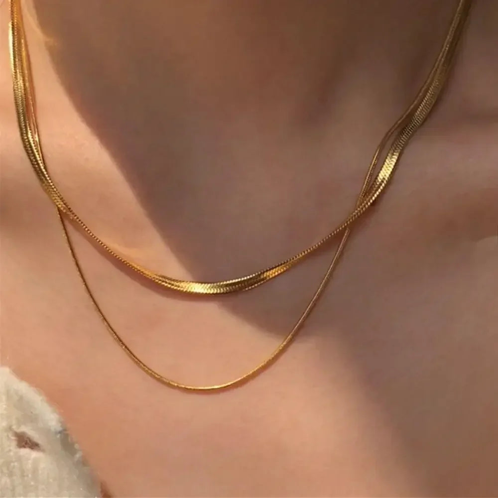 Collar Doble de Lujo Chapado en Oro