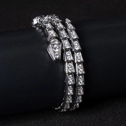 Magnífica Pulsera de Serpiente Con Incrustaciones de Piedras