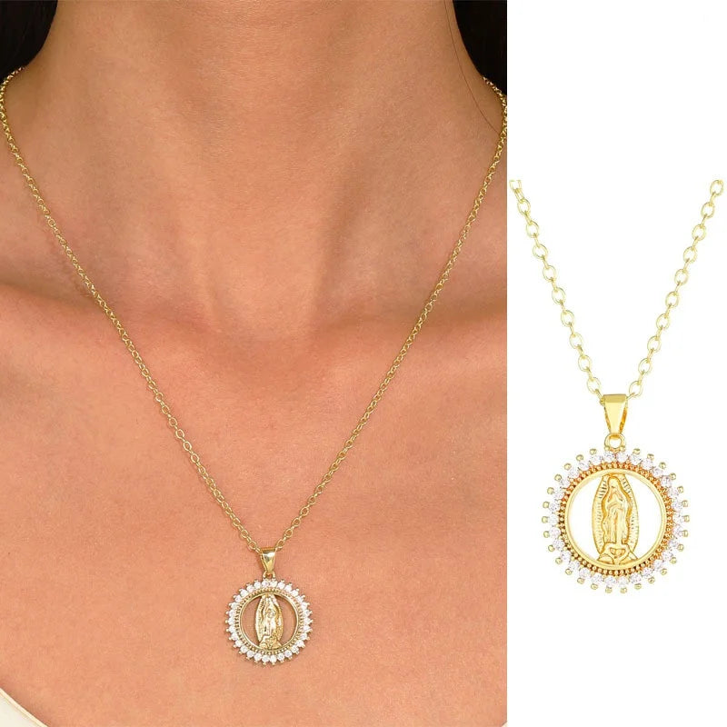 Collar de La Virgen de Guadalupe Chapado en Oro