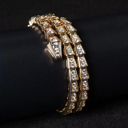 Magnífica Pulsera de Serpiente Con Incrustaciones de Piedras