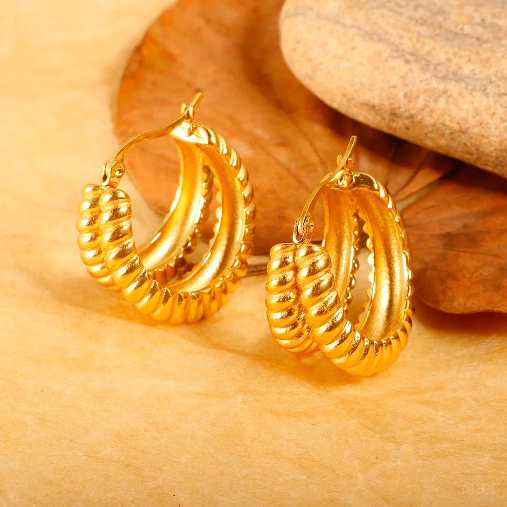 Pendientes de Aro Con Forma de Croissant Chapados en Oro