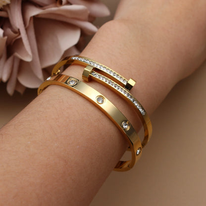 Pulsera Doble Con Circonitas Cúbicas