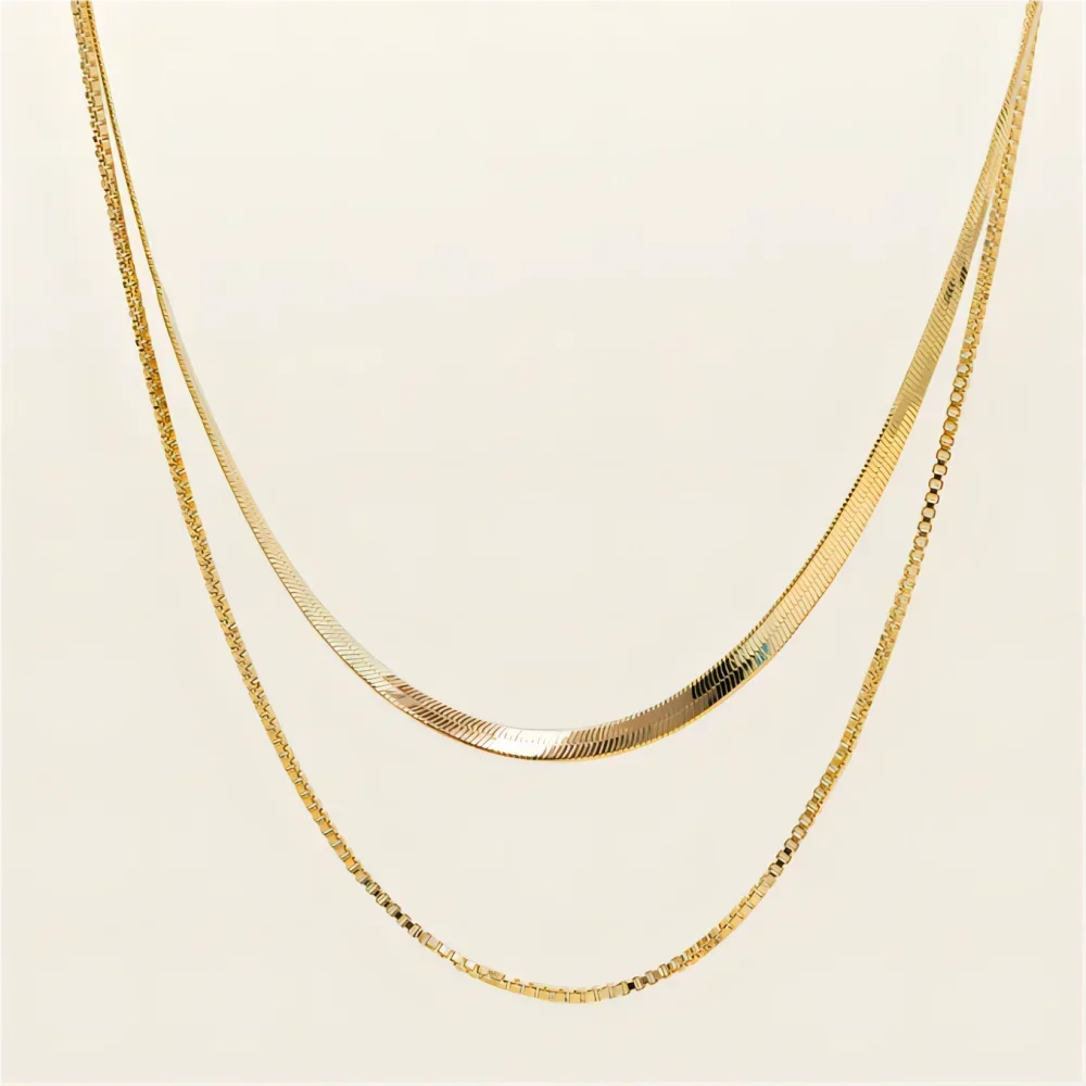 Collar Doble de Lujo Chapado en Oro