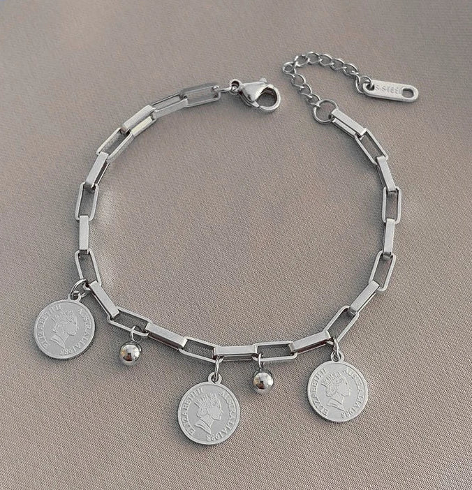 Pulsera Chapada En Oro Con Medallas de la Prosperidad