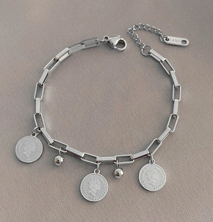 Pulsera Chapada En Oro Con Medallas de la Prosperidad