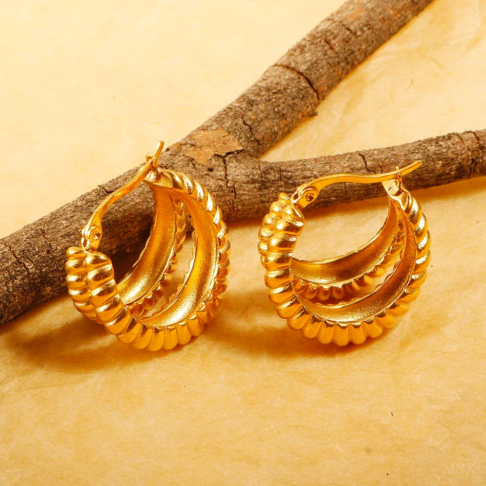 Pendientes de Aro Con Forma de Croissant Chapados en Oro