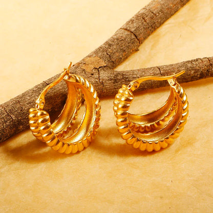 Pendientes de Aro Con Forma de Croissant Chapados en Oro
