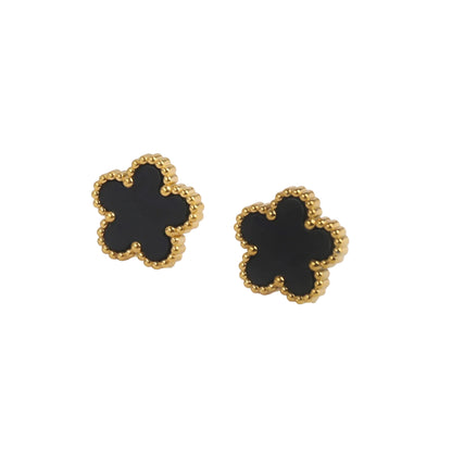 Pendientes de Trébol Negro Chapados en Oro