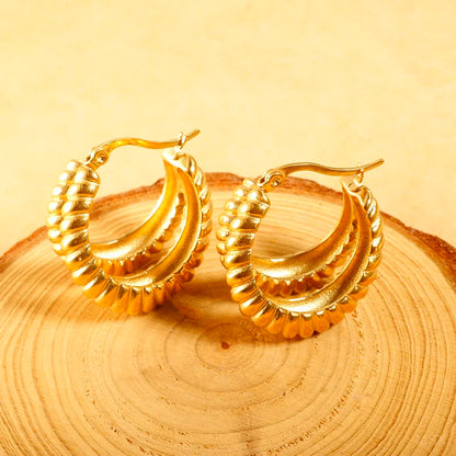 Pendientes de Aro Con Forma de Croissant Chapados en Oro