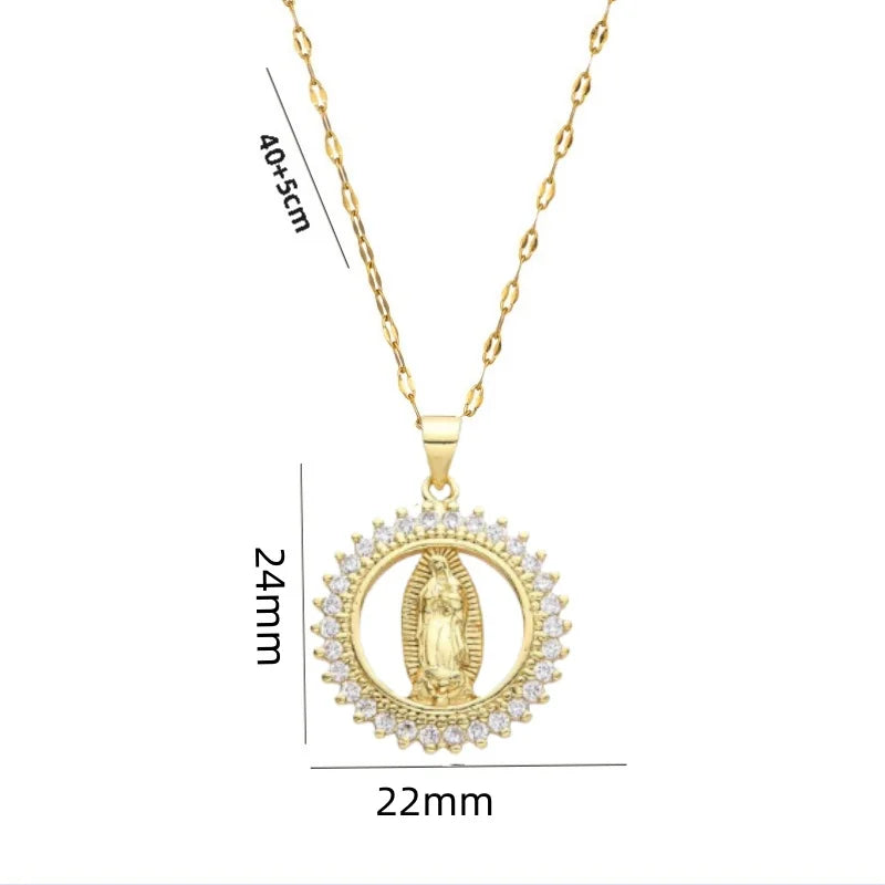 Collar de La Virgen de Guadalupe Chapado en Oro